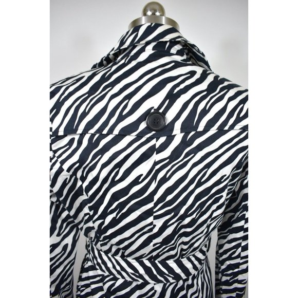 Vertigo Paris Womens Coat Jacket Trench XS Black White Zebra Animal Print Mid - Picture 5 of 11